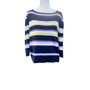 IB Diffusion Striped Knit Sweater   Navy knit sweater with horizontal stripes